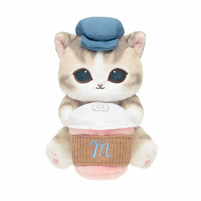 Japan Mofusand | Mofusand Cat Holding Coffee Cup and Donuts Desktop Hanging Plush Doll - Kawaii items Room Decoration Doll