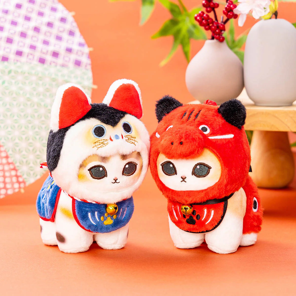 Japan Mofusand | Mofusand Cat Lucky Meow Akabeko & Inuhariko Plush Doll Keychain - Kawaii items Room Decoration Doll