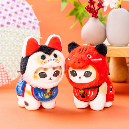 Japan Mofusand | Mofusand Cat Lucky Meow Akabeko & Inuhariko Plush Doll Keychain - Kawaii items Room Decoration Doll