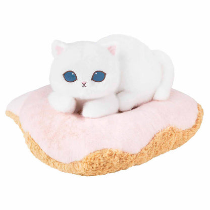 Japan Mofusand | Mofusand Cat White Cat on Donut Cushion Large Plush Doll - Kawaii items Room Decoration Doll