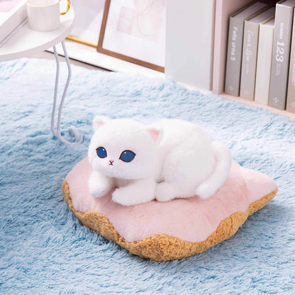 Japan Mofusand | Mofusand Cat White Cat on Donut Cushion Large Plush Doll - Kawaii items Room Decoration Doll