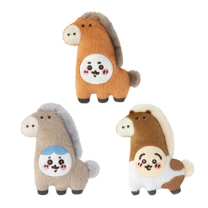 Japan ChiiKawa Horse Year | ChiiKawa Hachiware Usagi in Horse Costume Plush Badge Set - Kawaii Items Room Decoration Dolls