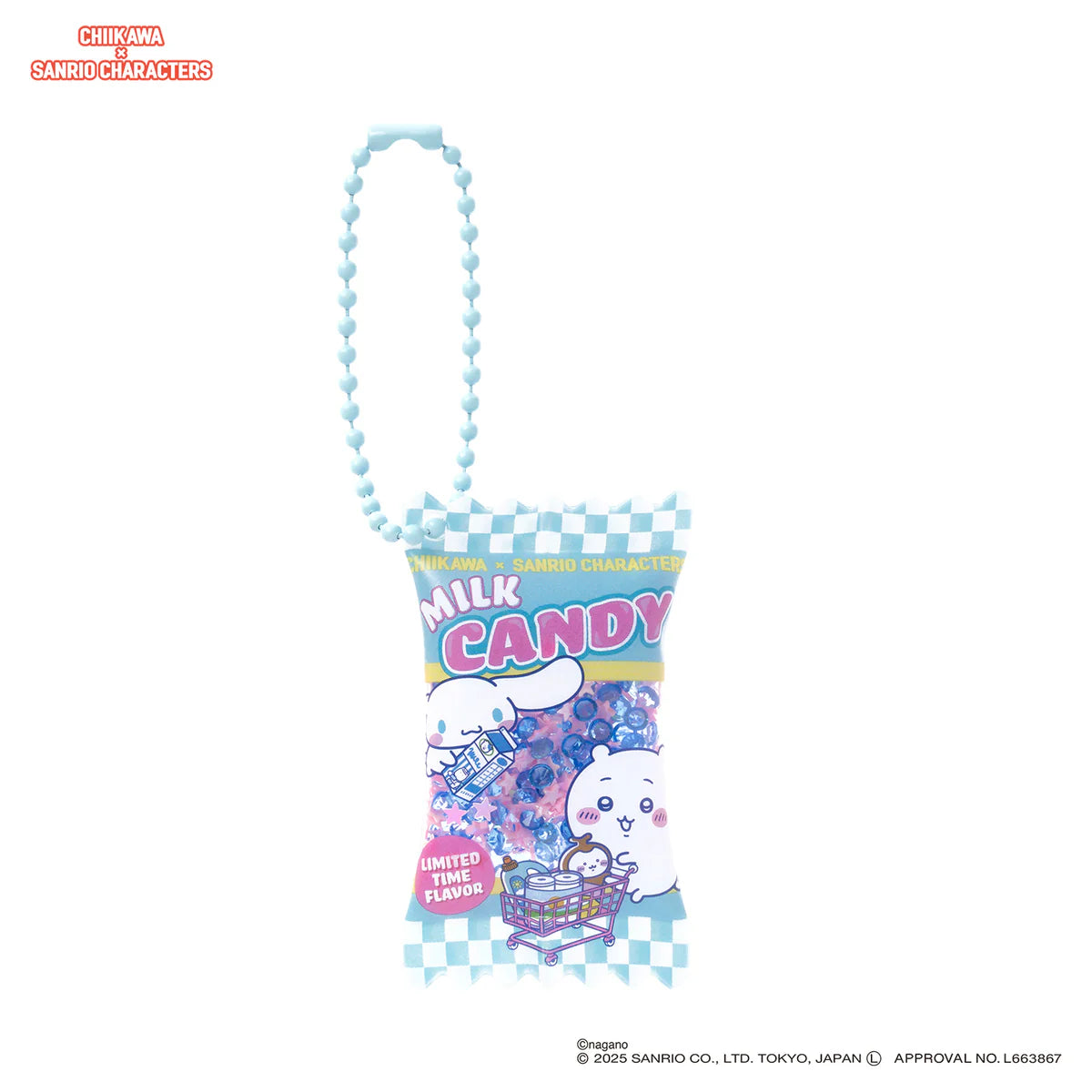 Japan ChiiKawa Kiramekko X Sanrio Series | ChiiKawa Hachiware Usagi Momonga Shisa Crab Cute Supermarket Shaka Shaka Snack Keychain - Kawaii items Room Decoration