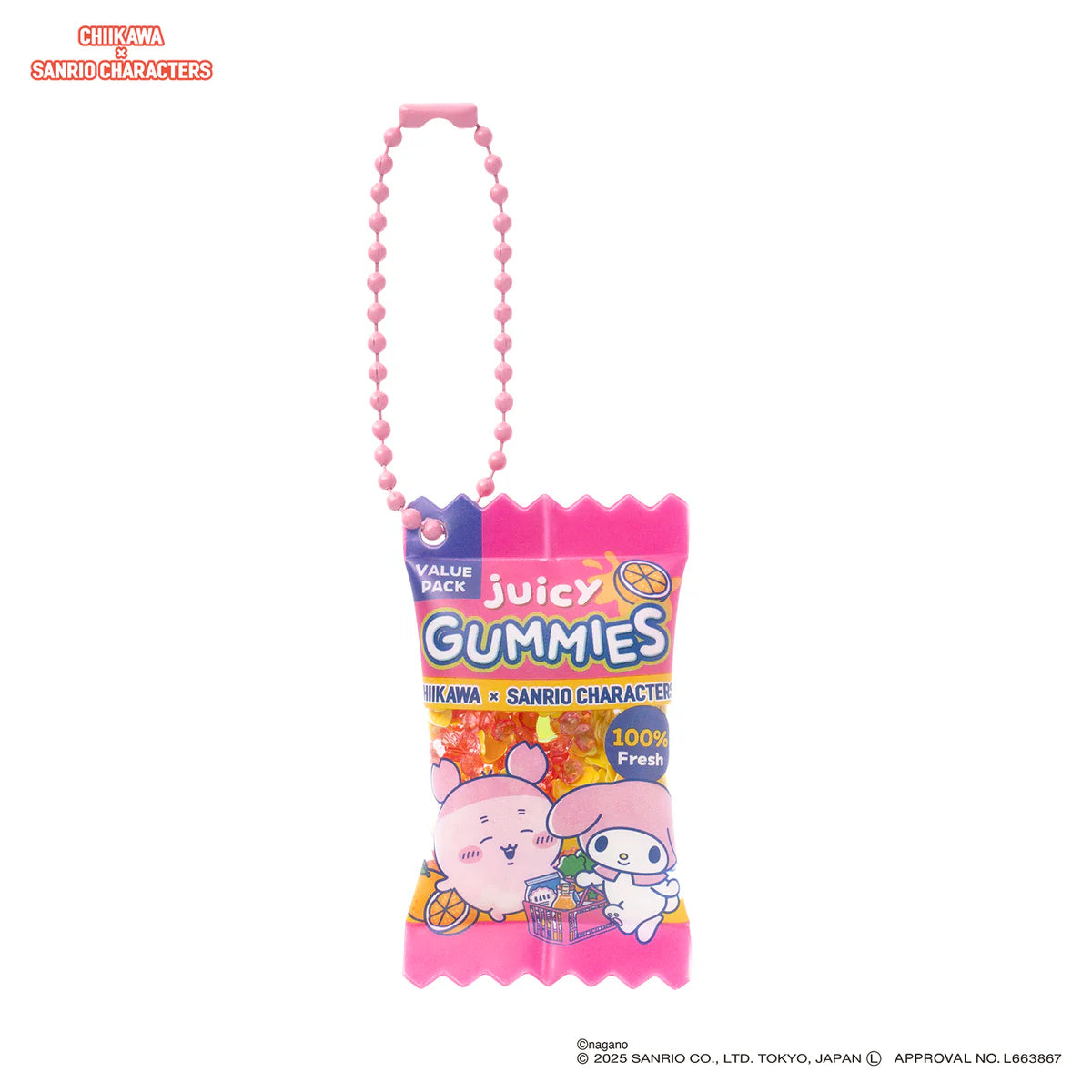 Japan ChiiKawa Kiramekko X Sanrio Series | ChiiKawa Hachiware Usagi Momonga Shisa Crab Cute Supermarket Shaka Shaka Snack Keychain - Kawaii items Room Decoration