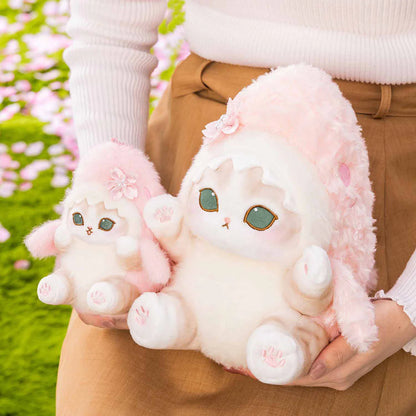 Japan Mofusand | Mofusand Cat Wearing Sakura Flower Shark Cute Plush Doll Keychain - Kawaii items Room Decoration Doll