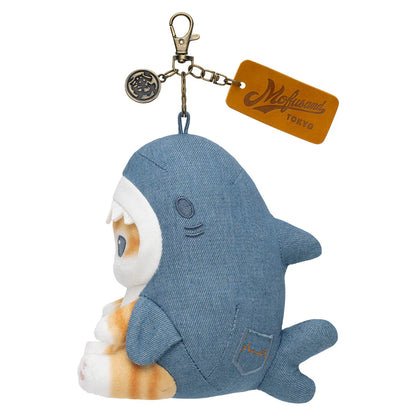 Japan Mofusand Sea Animals Series | Mofusand Cat in Denim Shark Costume Cute Plush Doll Keychain - Kawaii items Room Decoration Doll