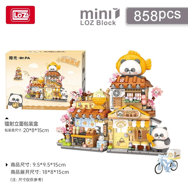 Loz Mr Pa Panda | Taiyaki Snack Food Shop & Flower Shop - Building Mini Blocks Lovely Kawaii Toy Collections