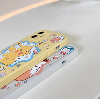 Japanese Cartoon Pokemon Hand Drawing Version | Pikachu Eevee Colour Case - iPhone Case 7 8 PLUS SE2 XS XR X 11 12 13 14 15 16 Pro Promax 12mini 13mini KawaiiGiftLand