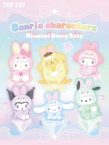 TopToy Sanrio Characters Diamond Bunny Baby | Hello Kitty My Melody Kuromi Cinnamoroll Pompompurin Pochacco - Collectable Toys Mystery Blind Box