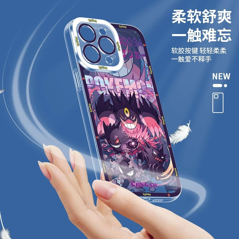 Japan Cartoon Pokemon Evolution Drawing Version | Pikachu Gengar Squartle - iPhone Case PLUS SE2 XS XR X 11 12 13 14 15 16 16e 17 17e Pro Promax 12mini 13mini