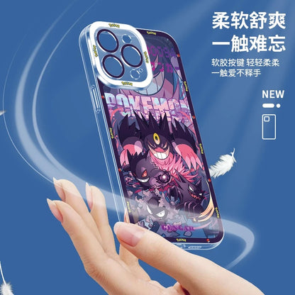 Japan Cartoon Pokemon Evolution Drawing Version | Pikachu Gengar Squartle - iPhone Case PLUS SE2 XS XR X 11 12 13 14 15 16 16e 17 17e Pro Promax 12mini 13mini