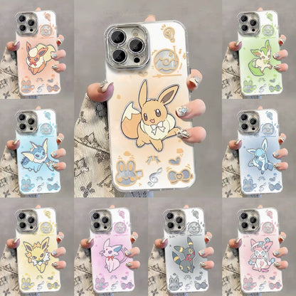 Japanese Cartoon Pokemon Case Eevee Evolution Cute Emo Version | Eevee Vaporeon Jolteon Flareon Espeon Umbreon Leafeon Glaceon Sylveon 9 Styles - iPhone Case PLUS SE2 XS XR X 11 12 13 14 15 16 16e 17 17e Pro Promax 12mini 13mini (副本)