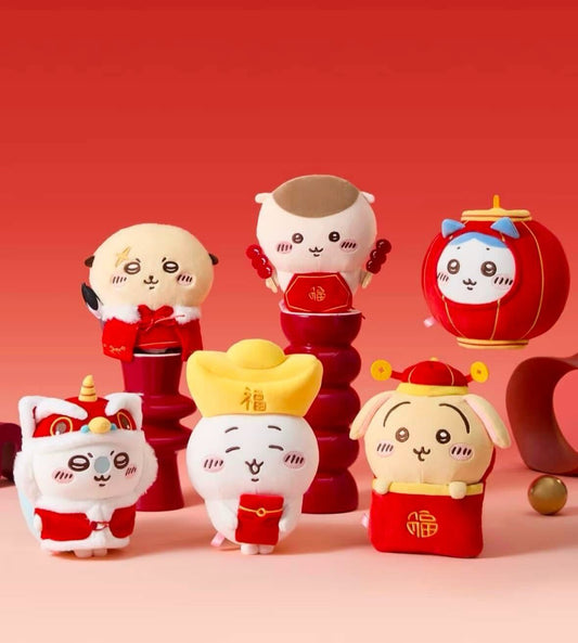 ChiiKawa X Miniso Chinese New Year Series | ChiiKawa Hachiware Usagi Momonga Kurimanju Rakko Chinese New Year Series Plush Doll Kawaii items Room Decoration doll