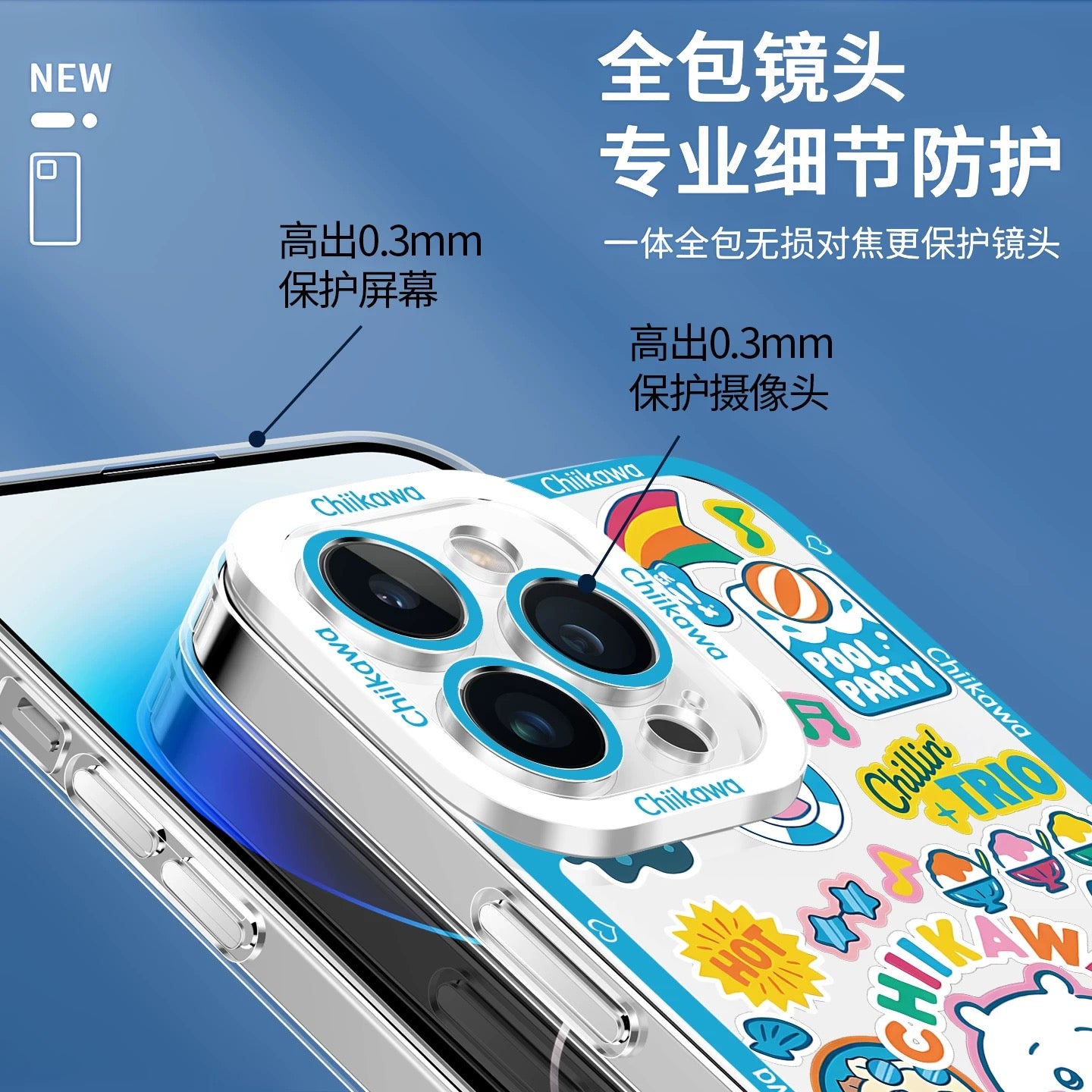 Japanese Cartoon ChiiKawa iPhone Case | Summer Time & Bee Sky Blue Ver 8 Styles - iPhone Case PLUS SE2 11 12 13 14 15 16 16e 17 17e Pro Promax 12mini 13mini