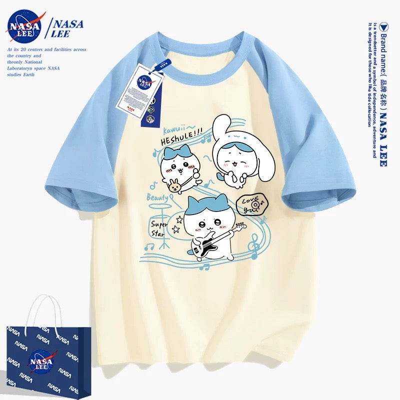 Japanese Cartoon ChiiKawa Casual Style T-Shirt Series | Hachiware Play Music Cinnamoroll Outing - Kawaii Fashion Items