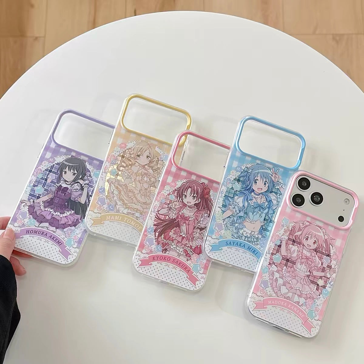 Japanese Cartoon Puella Magi Madoka Magica Laser Case Lolita Dress Version | Madoka Miki Tomoe Sakura Akemi - iPhone Case PLUS SE2 11 12 13 14 15 16 16e 17 17e Pro Promax 12mini 13mini