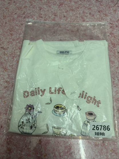 Korean Fashion Cute Style T-Shirt Series | Flower Tea Pots with Pearl - Kawaii Fashion Items