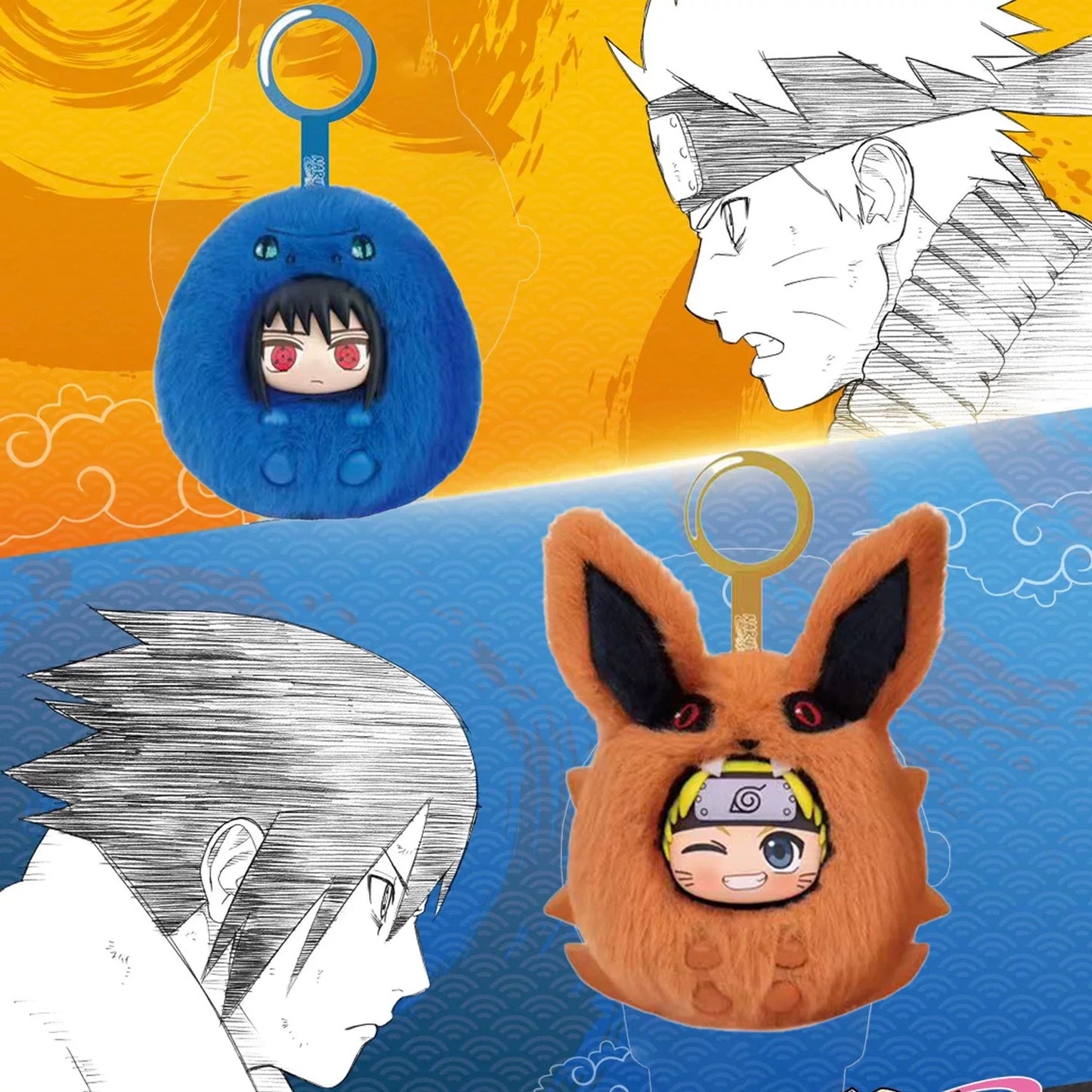 Naruto Ninja Part 1 Plush Pendant Series Limited Edition | Naruto Shippuuden Cute Beast Naruto Sasuke Sakura Kakashi Hinata Itachi Kurama - Vinyl Face Plush Doll Figure Keychain Collectable Toys Mystery Blind Box
