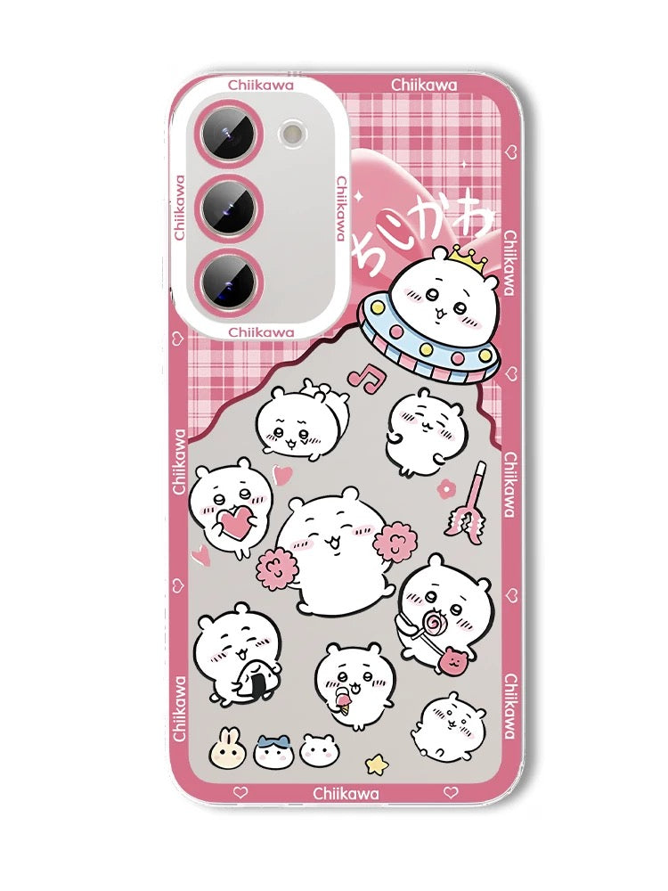 Japanese Cartoon ChiiKawa UFO Version Clean Case | Chiikawa Hachiware Usagi Momonga - Phone Case Samsung Galaxy S26 S25 S24 S23 S22 S21 FE Ultra Edge