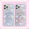シナモロール シェル - シルバーピンクハート グリッター クイックサンド iPhoneケース 6 7 8 PLUS SE2 XS XR X 11 12 13 14 15 16 Pro Promax 12mini 13mini