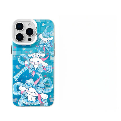 Japanese Cartoon Sanrio Colourful Ribbon Laser Case | Hello Kitty My Melody Kuromi Cinnamoroll Pompompurin Hangyodon 6 Styles - iPhone Case 11 12 13 14 15 16 16e 17 17e 18 Pro Promax
