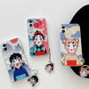Japanese Anime Kimetsu no Yaiba Demon Slayer Girl Look with Strap | Tanjiro Zenitsu Inosuke - iPhone Case 7 8 PLUS SE2 XS XR X 11 12 13 14 15 16 16e 17 17e Pro Promax 12mini 13mini