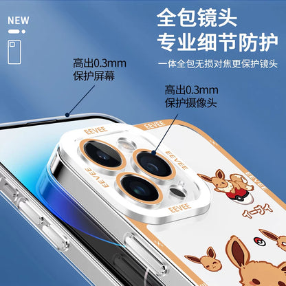 Japanese Cartoon Pokemon Case Eevee Evolution Cute Emo Version | Eevee Vaporeon Jolteon Flareon Espeon Umbreon Leafeon Glaceon Sylveon 9 Styles - iPhone Case PLUS SE2 XS XR X 11 12 13 14 15 16 16e 17 17e Pro Promax 12mini 13mini