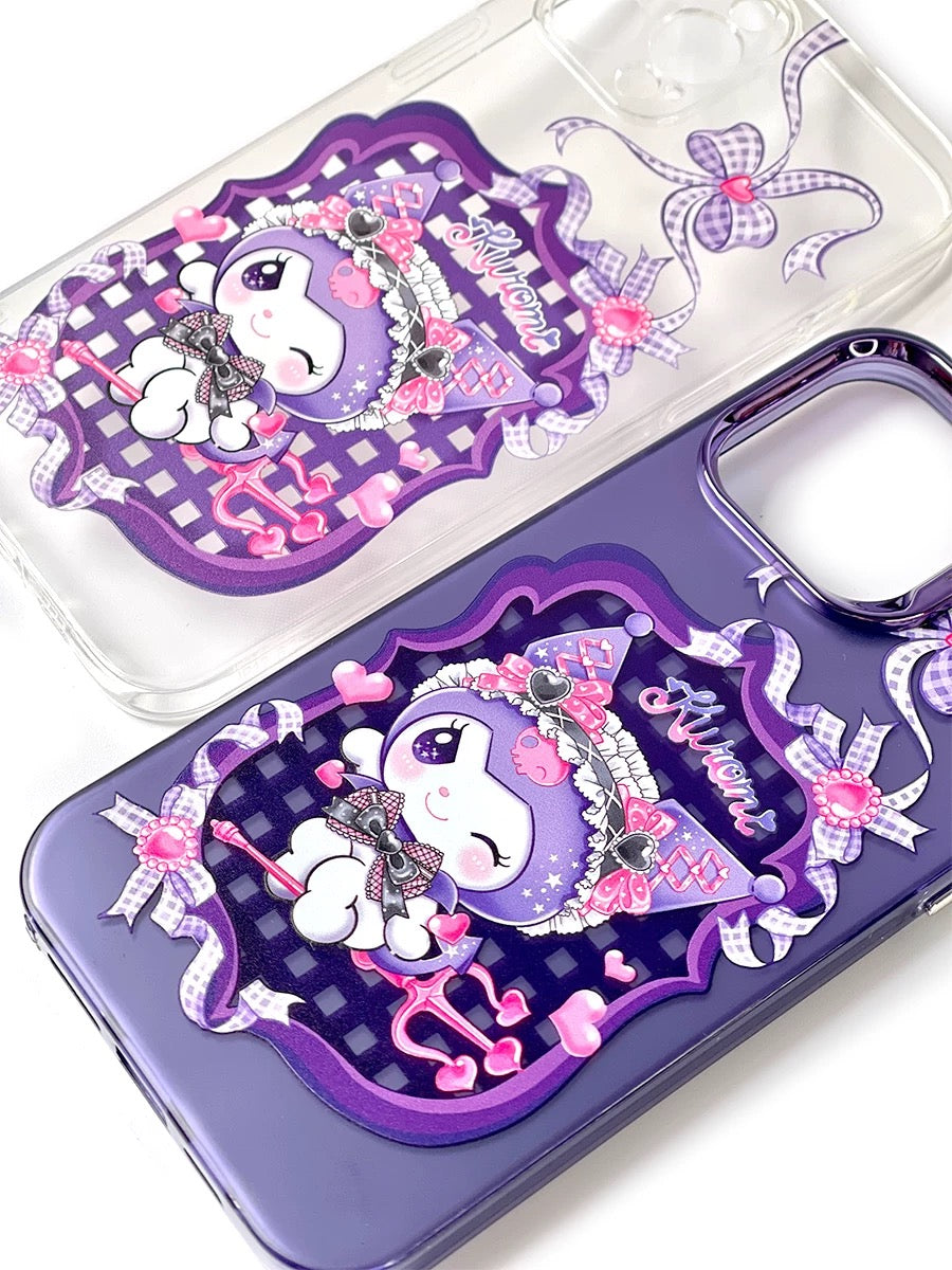 Japanese Cartoon Sanrio Sweet Angel | Kuromi Devil Laser Colour Clear - iPhone Case 11 12 13 14 15 16 Pro Promax