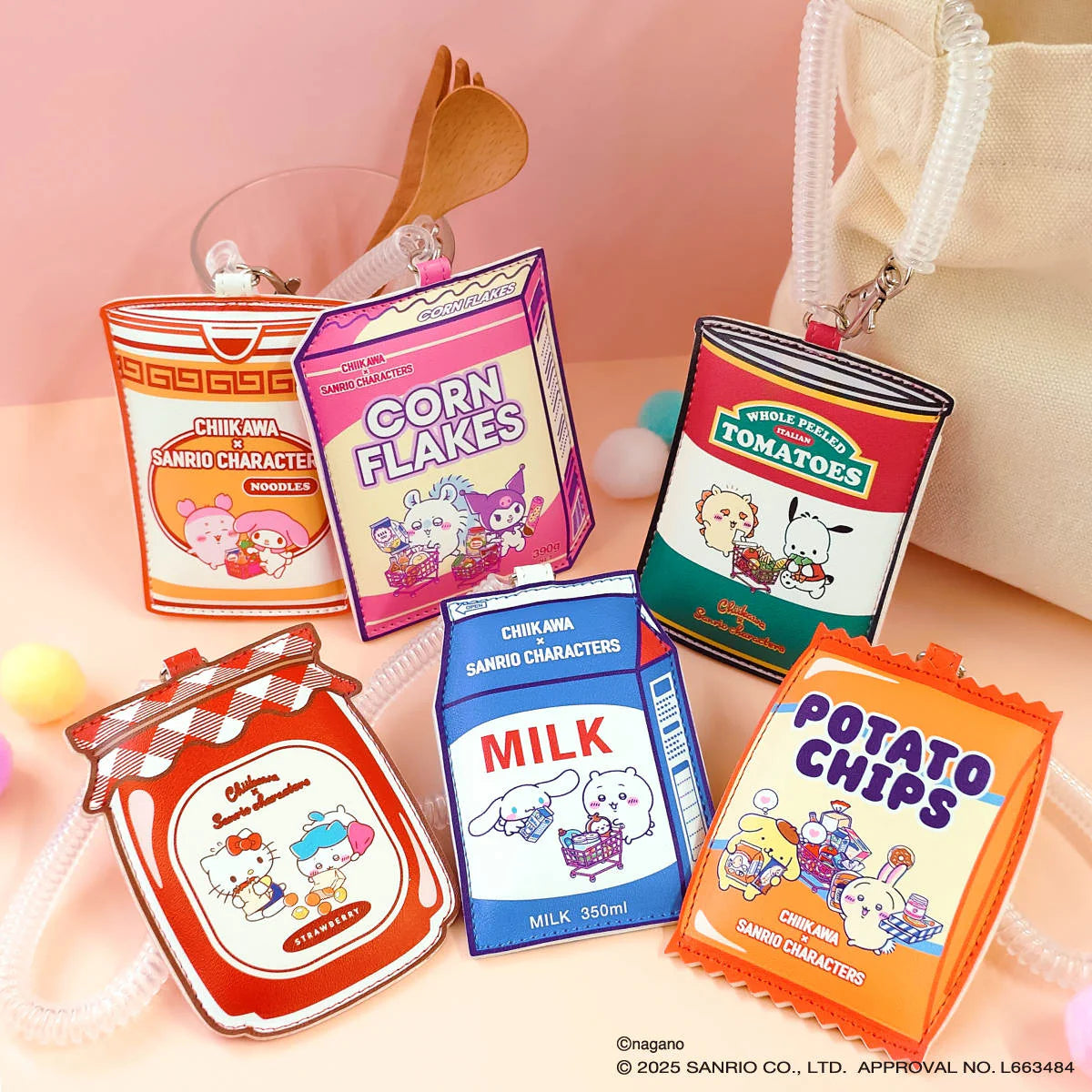 Japan ChiiKawa Kiramekko X Sanrio Series | ChiiKawa Hachiware Usagi Momonga Kurimanju Crab Cute Pass Case Cardholder - Kawaii items Room Decoration