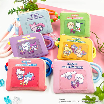 Japan ChiiKawa Kiramekko X Sanrio Series | ChiiKawa Hachiware Usagi Momonga Shisa Crab Cute Icon Compact Wallet - Kawaii items Room Decoration
