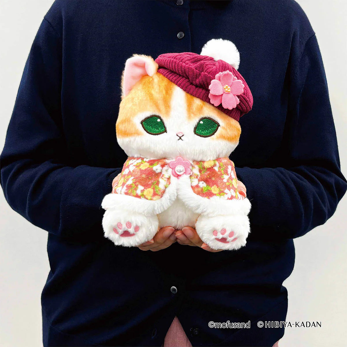 Japan Mofusand X Hibiya-Kadan | Mofusand Cat Wearing Flowery Cape Plush Doll - Kawaii items Room Decoration Doll
