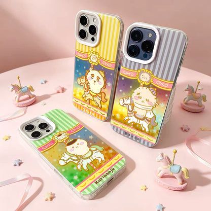 Japanese Cartoon ChiiKawa Go Round Laser Case | Merry Go Round with Momonga Kurimanju Rakko Shisa Crab - iPhone Case 11 12 13 14 15 16 16e 17 17e Pro Promax