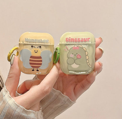 Japanese Cartoon Fun Pastel Colour Chick Duck Honey Bee Dinosaur - AirPods AirPodsPro AirPods3 Case Orange Yellow Blue Green