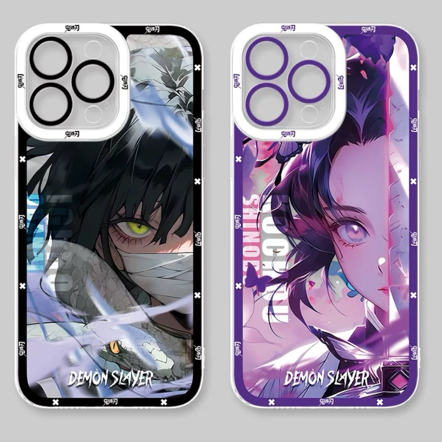 Japanese Anime Kimetsu no Yaiba Demon Slayer Half Battle Soul Style | Iguro Obanai Kocho Shinobu - iPhone Case PLUS SE2 XS XR X 11 12 13 14 15 16 16e 17 17e Pro Promax 12mini 13mini