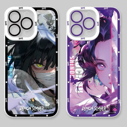 Japanese Anime Kimetsu no Yaiba Demon Slayer Half Battle Soul Style | Iguro Obanai Kocho Shinobu - iPhone Case PLUS SE2 XS XR X 11 12 13 14 15 16 16e 17 17e Pro Promax 12mini 13mini
