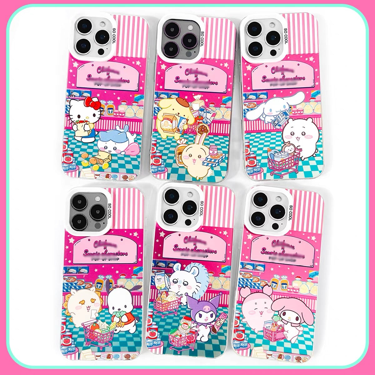 Japanese Cartoon ChiiKawa x Sanrio Pop Up Store Laser Case | Chiikawa Hachiware Usagi Momonga Shisa Crab 6 Styles - iPhone Case 11 12 13 14 15 16 16e 17 17e Pro Promax