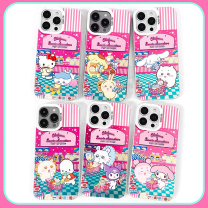 Japanese Cartoon ChiiKawa x Sanrio Pop Up Store Laser Case | Chiikawa Hachiware Usagi Momonga Shisa Crab 6 Styles - iPhone Case 11 12 13 14 15 16 16e 17 17e Pro Promax