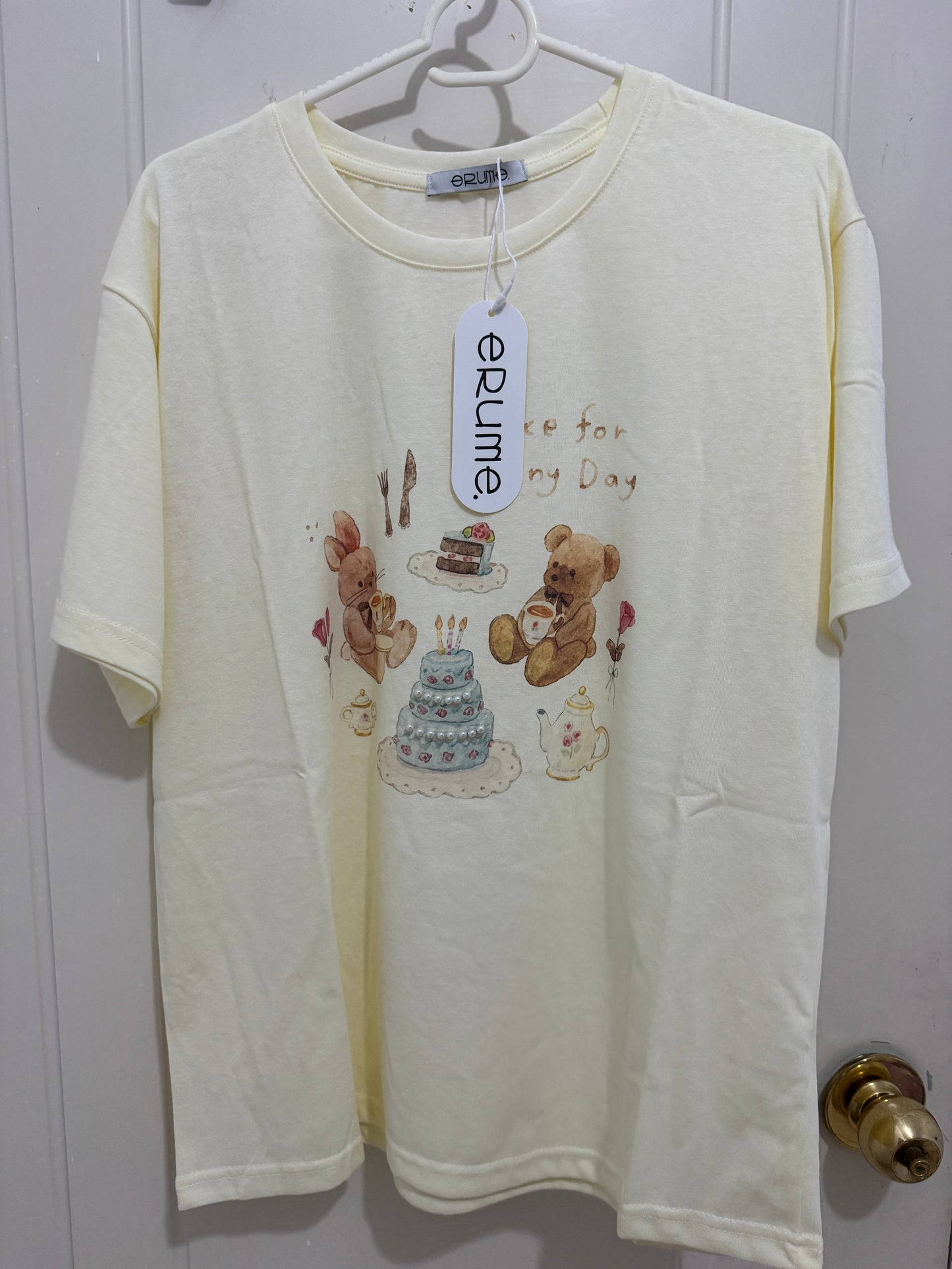 Korean Fashion Cute Animal Style Shirt Series | Teddy Bear & Rabbit with Cake - Kawaii Fashion Items