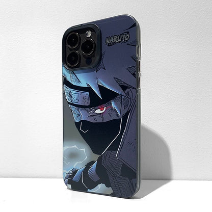 Japanese Anime Naruto Ninja | Laser Kakashi - iPhone Case 7 8 PLUS SE2 XS XR X 11 12 13 14 15 16 Pro Promax SE3 SE2