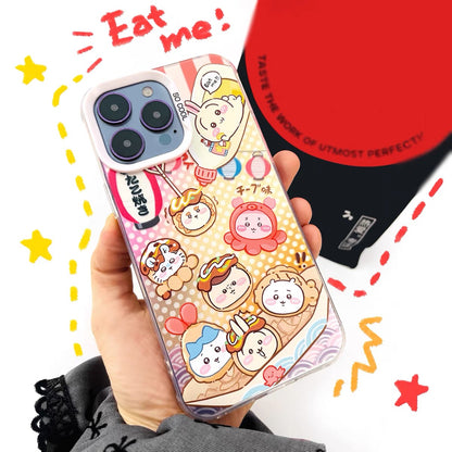 Japanese Cartoon ChiiKawa Japanese Snacks Laser Case | Japanese Street Food - iPhone Case 11 12 13 14 15 16 16e 17 17e Pro Promax
