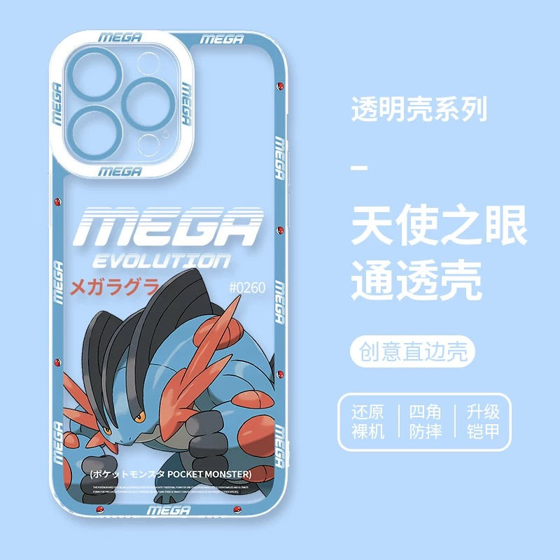 Japan Cartoon Pokemon Mega Evolution | Swampert - iPhone Case 6 7 8 PLUS SE2 XS XR X 11 12 13 14 15 16 16e Pro Promax 12mini 13mini