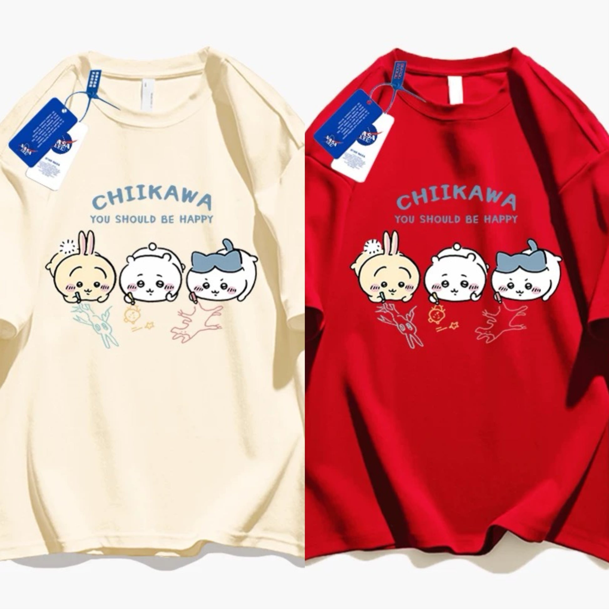 Japanese Cartoon ChiiKawa Casual Style T-Shirt Series | Chiikawa Hachiware Usagi Drawing Part 3 - Kawaii Fashion Items
