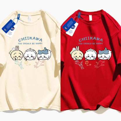 Japanese Cartoon ChiiKawa Casual Style T-Shirt Series | Chiikawa Hachiware Usagi Drawing Part 3 - Kawaii Fashion Items