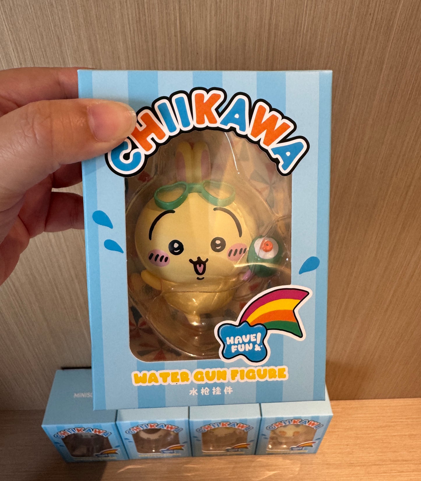 ChiiKawa X Miniso Hot Summer Series | ChiiKawa Hachiware Usagi Momonga Kurimanju Rakko Shisa Playing Water Gun Cute Plastic Doll Keychain - Kawaii Items Room Decoration Doll
