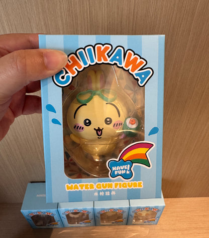 ChiiKawa X Miniso Hot Summer Series | ChiiKawa Hachiware Usagi Momonga Kurimanju Rakko Shisa Playing Water Gun Cute Plastic Doll Keychain - Kawaii Items Room Decoration Doll