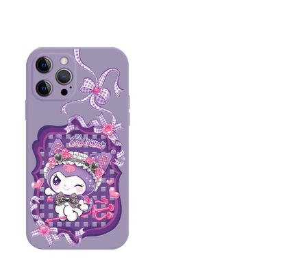 Japanese Cartoon Sanrio Sweet Angel | Kuromi Devil Laser Colour Clear - iPhone Case 11 12 13 14 15 16 Pro Promax