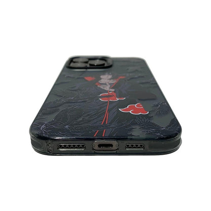 Japanese Anime Naruto Ninja | Laser Grey Itachi with Crow - iPhone Case 7 8 PLUS XS XR X 11 12 13 14 15 16 Pro Promax 13mini 12mini KawaiiGiftLand