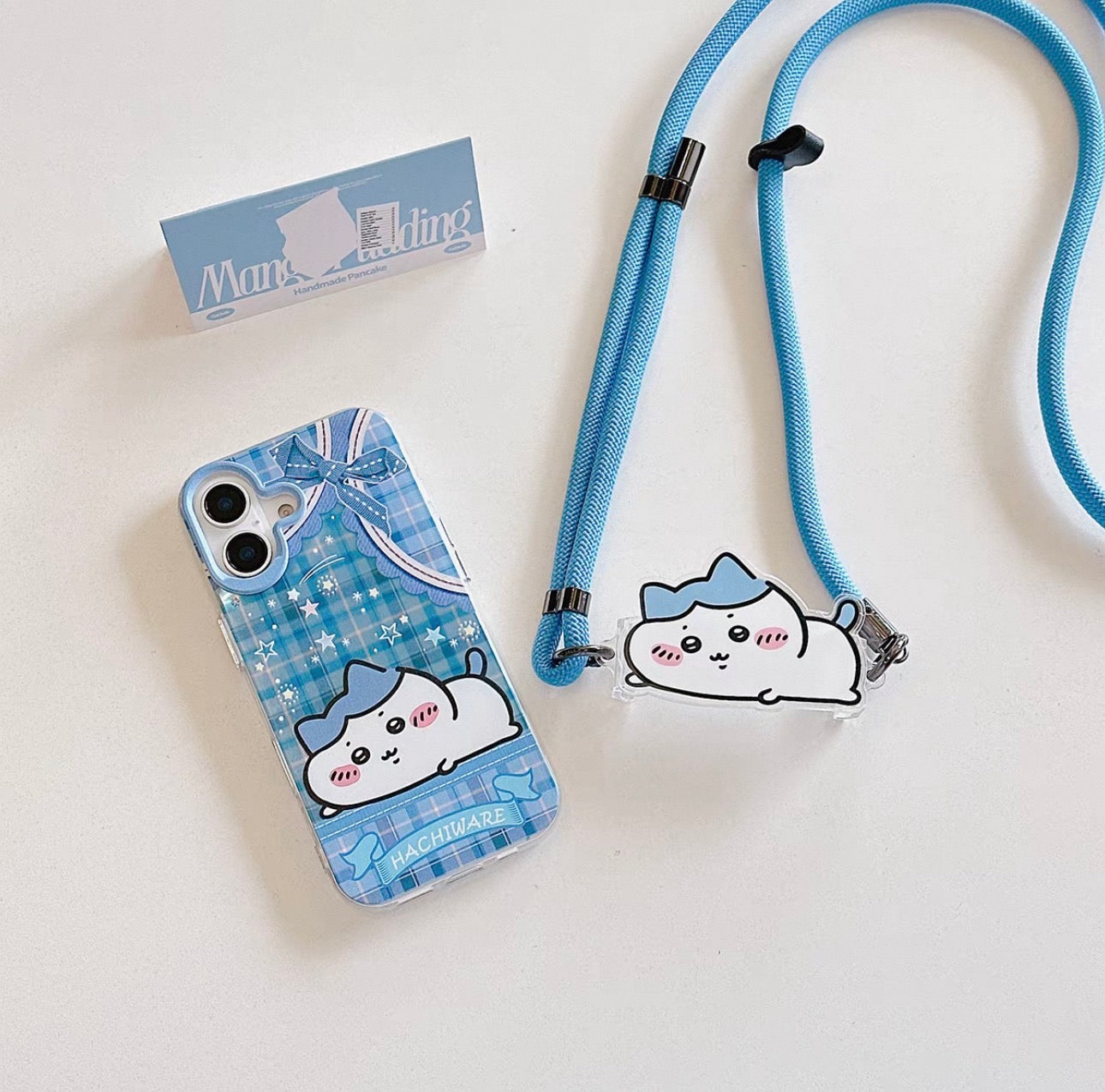 Japanese Cartoon Phone Back Clip with Phone Lanyard | Chiikawa Pink & Mint Green - for All Smart Phones (副本)