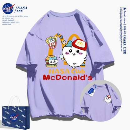 Japanese Cartoon ChiiKawa Casual Style T-Shirt Series | Hachiware FastFood Front & Back - Kawaii Fashion Items