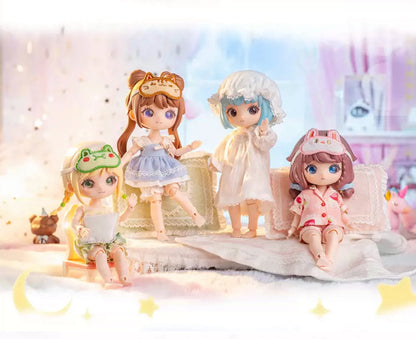 Simon Toys Liroro Summer Island | Sleeping Pajamas White Lace Cat Bunny Frog - 1/12 ob11 11cm BJD Doll Ball Joint Doll